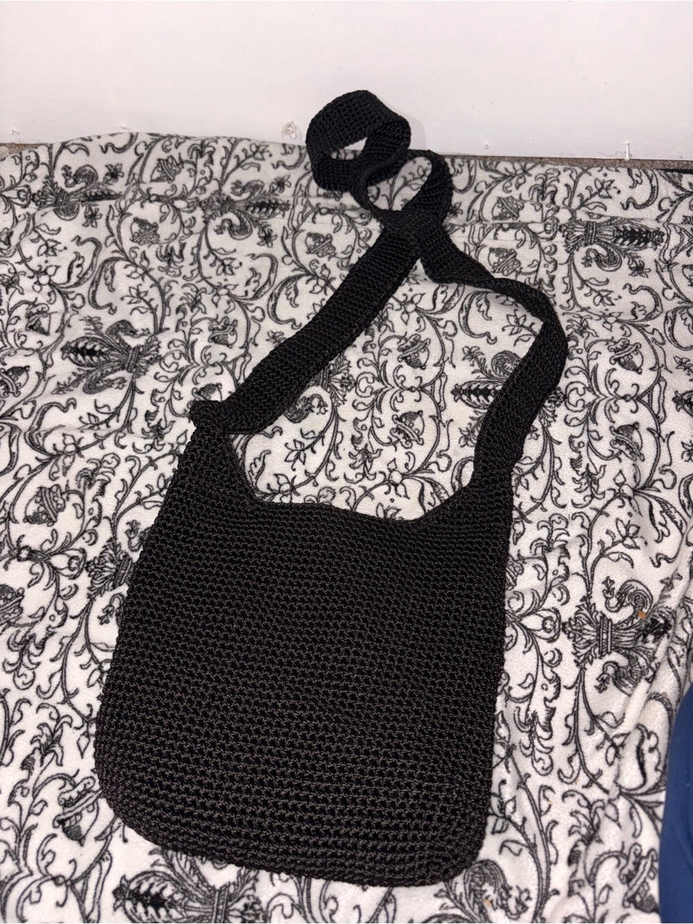 Handwoven Black Crochet Shoulder Bag